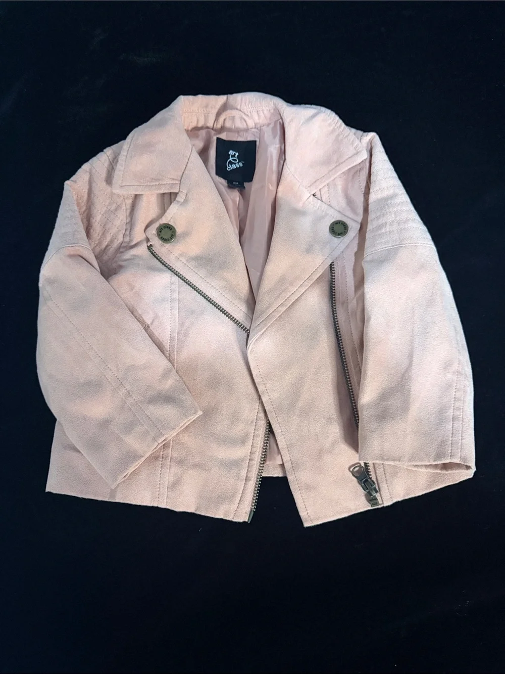Art Class Pale Pink Moto-Style Faux Suede looking Jacket